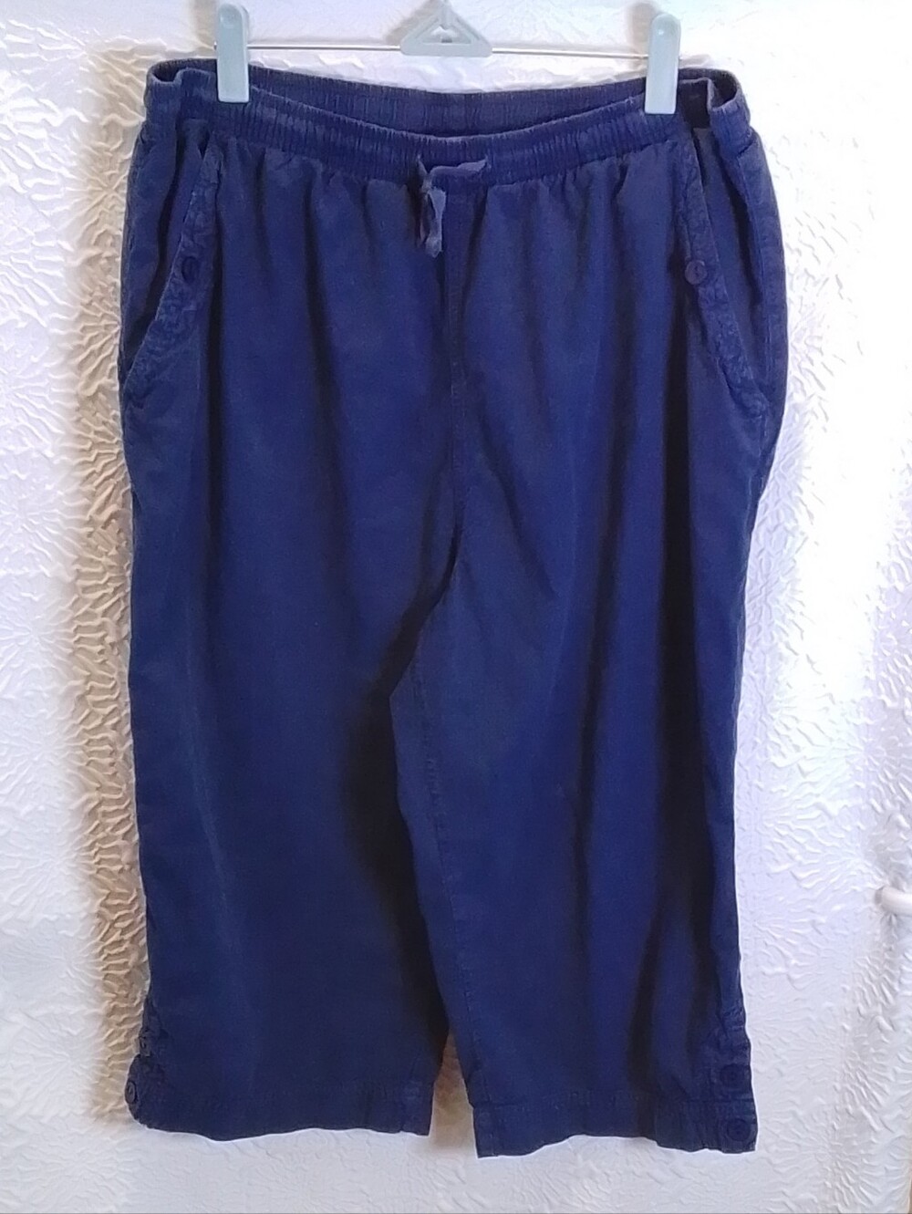 Gloria Vanderbilt Womens XL Navy Cotton Capri Pants Pull On Elastic Waist